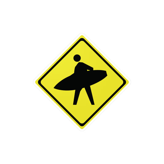 Surfer Crossing Surfing Window Sticker