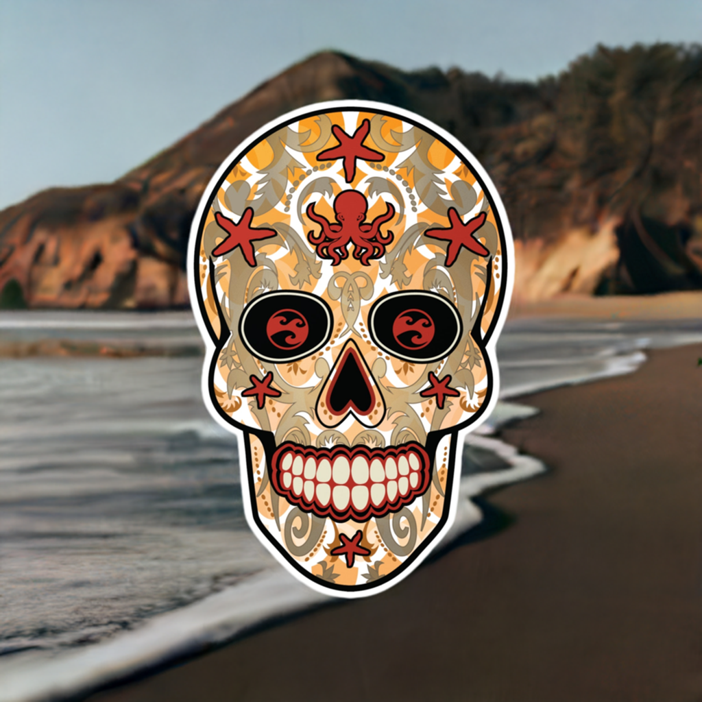 Sugar Skull Surf Sticker