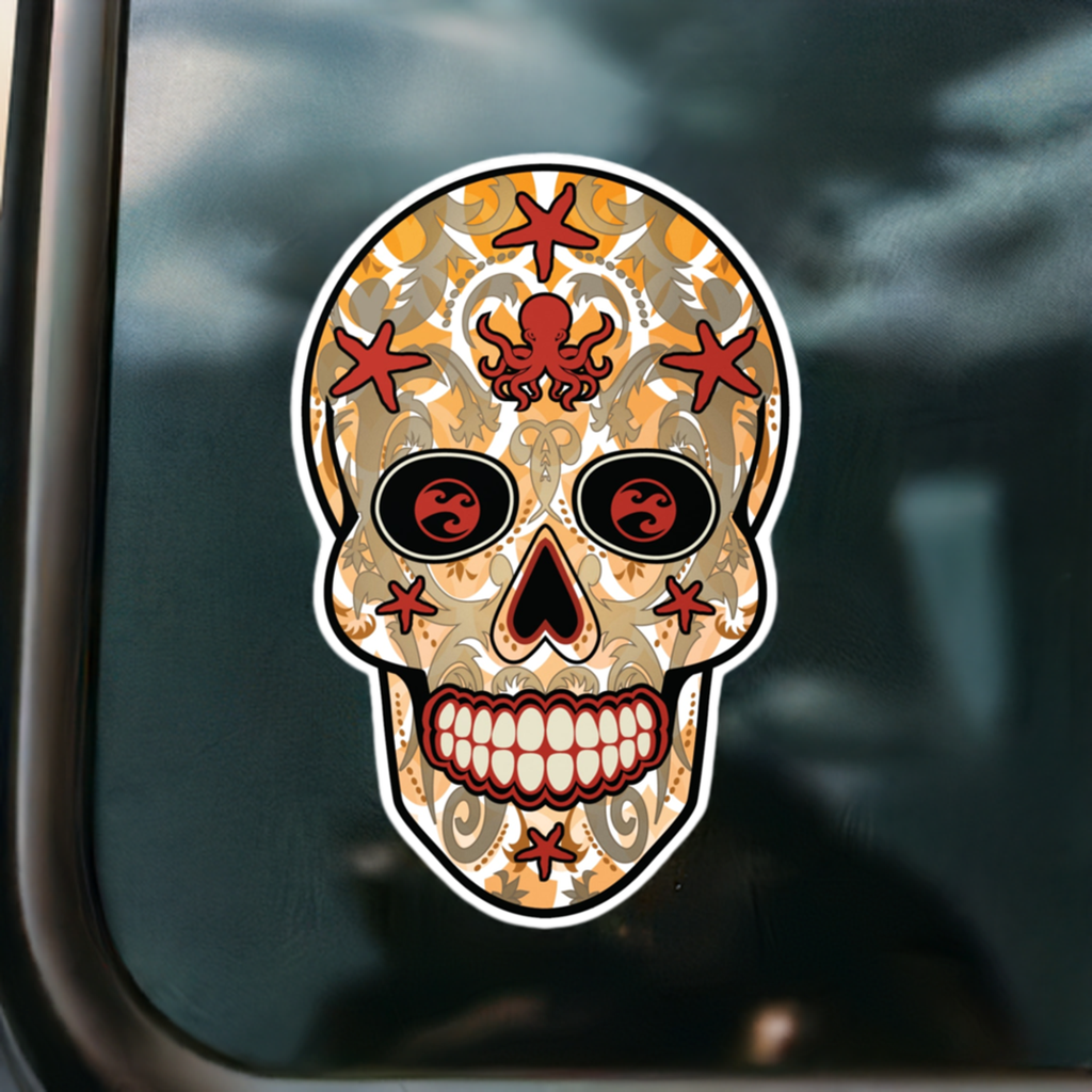 Sugar Skull Surf Sticker